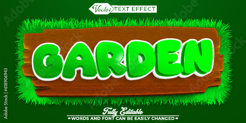 Cartoon Green Garden Vector Editable Text Effect Template