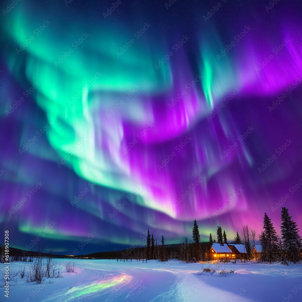 Beautiful Aurora Borealis Background 