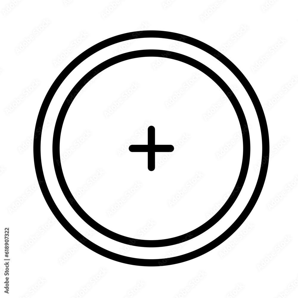 Obraz premium plus icon button, add icon with double circle frane, math icon
