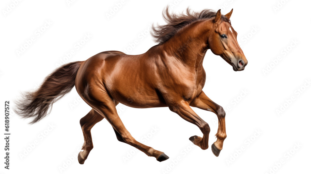 Naklejka premium Brown horse isolated. Illustration AI Generative
