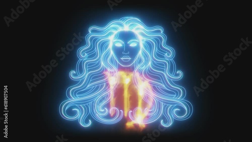 2d animated glowing zodiac sign of Virgo