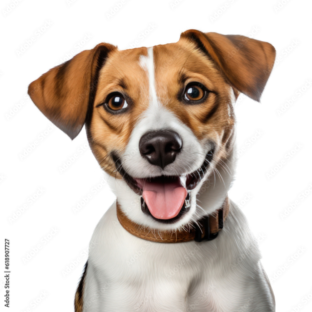 Cute dog portrait isolated. Illustration AI Generative.