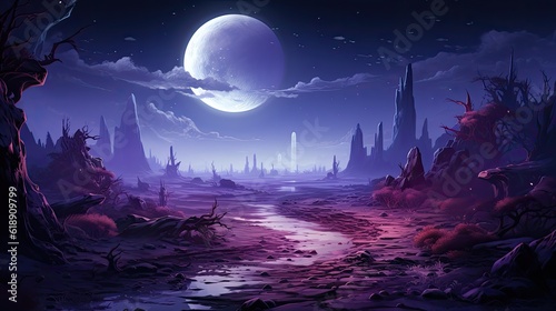 Alien planet landscape for space game background. Vector © Stream Skins