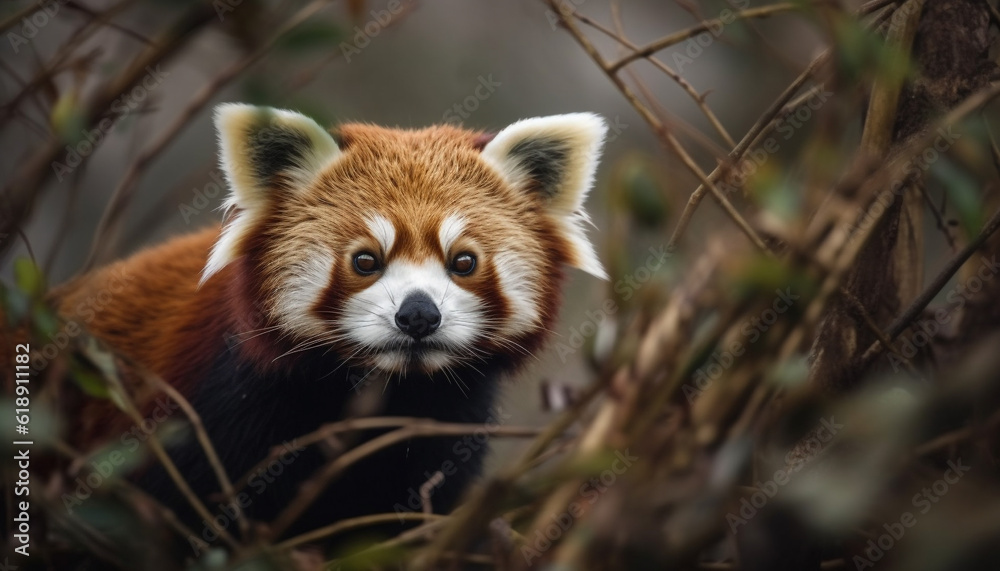 Fluffy puppy sitting in grass, staring ahead generated by AI Fluffy puppy sitting in grass, staring ahead generated by AI