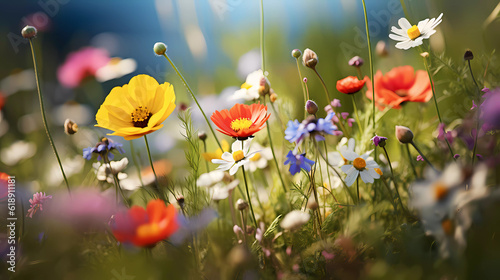 Bright wildflowers with a beautiful blurred background.