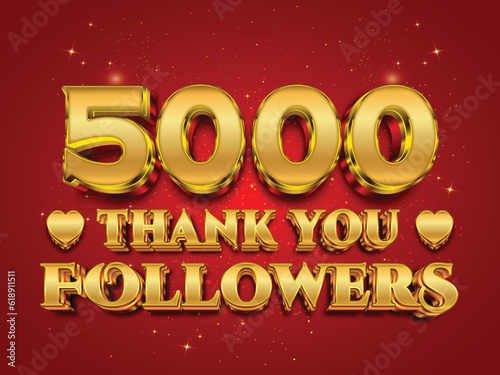 Thank you 5k followers, social media followers celebration vector