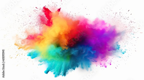 Color powder explosions with circle banner. Splash
