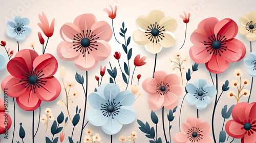 Colorful flower seamless pattern illustration