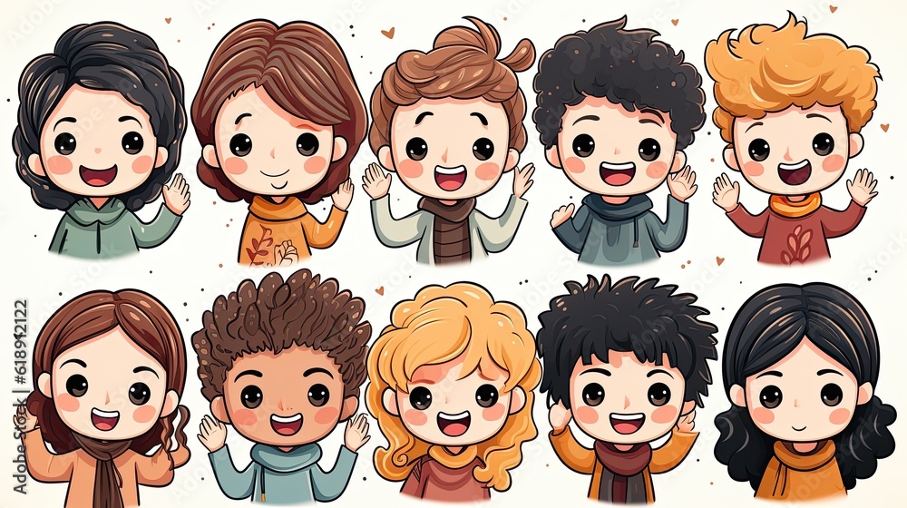 set of cartoon people