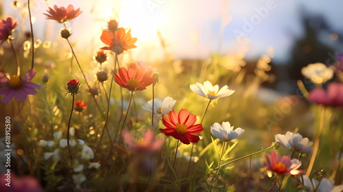 Bright wildflowers with a beautiful blurred background.