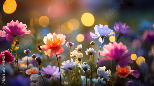 Bright wildflowers with a beautiful blurred background.