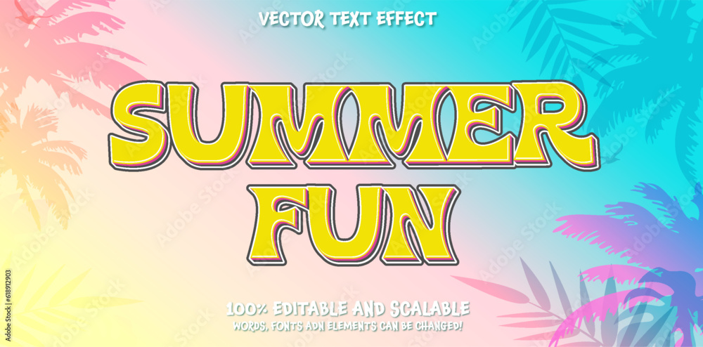 Summer time editable text style effect. Vector text effect, with summer season 