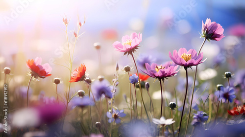 Bright wildflowers with a beautiful blurred background.