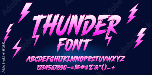 Thunder sign set. Flash icons. Vector. thunder lightning flash bold font typography editable text effect font style template background