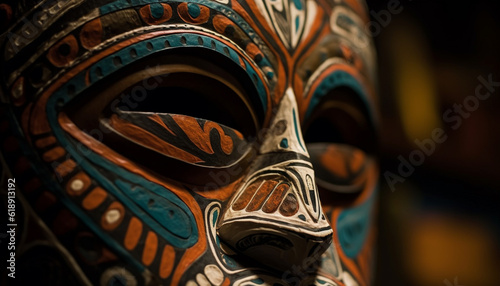Indigenous mask decoration, ancient tradition and spirituality generated by AI © Jeronimo Ramos
