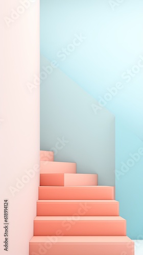 Minimalist Pastel background wallpaper staircase with carpet