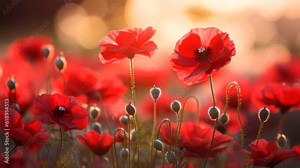 Obraz premium Bright wildflowers with a beautiful blurred background.