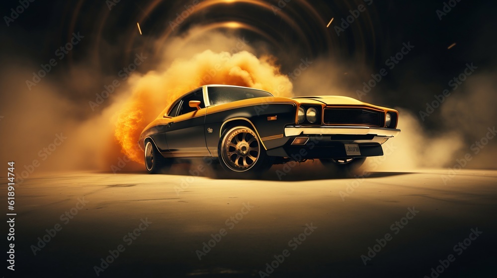 Drift King Car in the Middle of a Thrilling Drift Maneuver. Generative ai Drift King Car in the Middle of a Thrilling Drift Maneuver. Generative ai