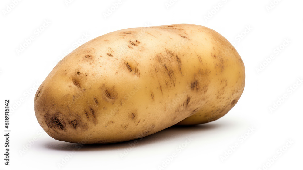 Golden Harvest: Isolated Potato on White Background. Generative AI Golden Harvest: Isolated Potato on White Background. Generative AI