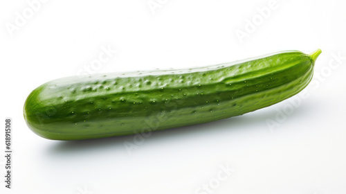 Crisp Elegance: Isolated Cucumber on White Background. Generative AI