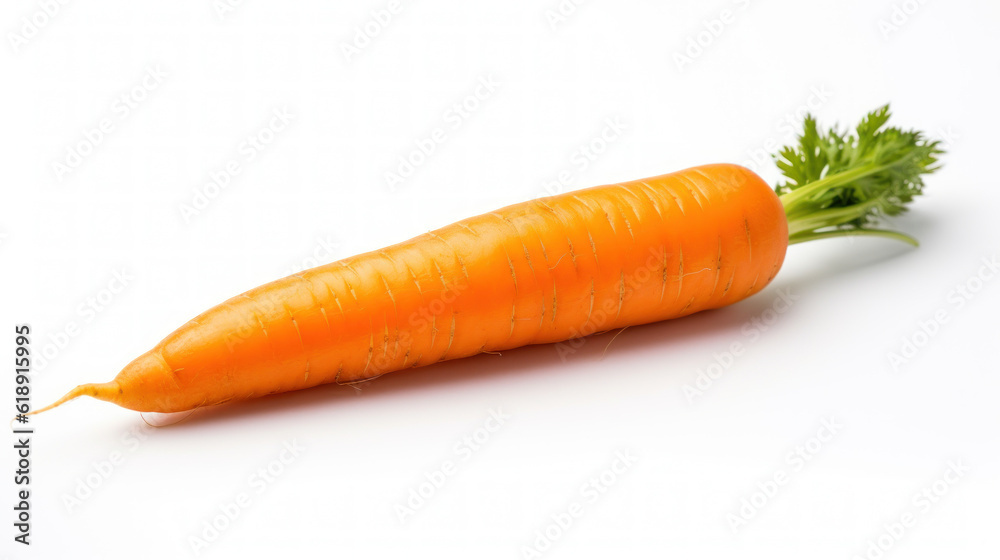 Crisp & Vibrant: Carrot Delight on White. Generative AI Crisp & Vibrant: Carrot Delight on White. Generative AI