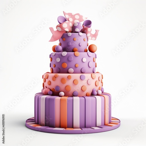3D Cake Isolated. Illustration AI Generative.
