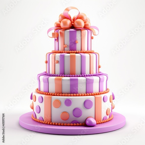 3D Cake Isolated. Illustration AI Generative.