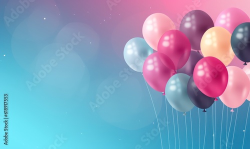 Holiday Background with Balloons. Illustration AI Generative.
