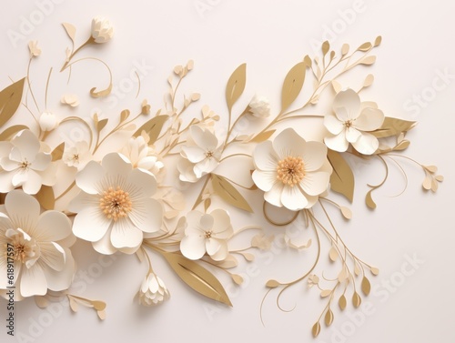Paper flower background. Illustration AI Generative.