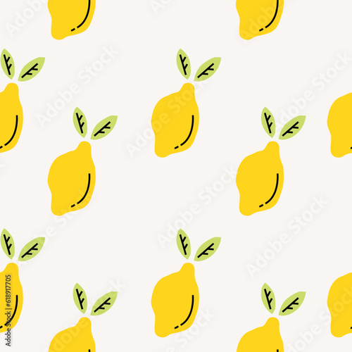Lemons Cutout minimal pattern. Flat papercraft colorful background