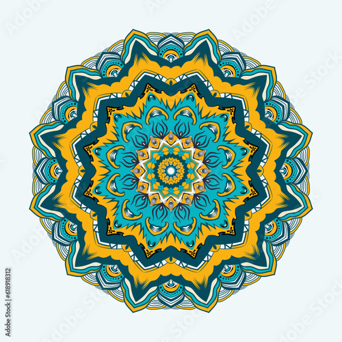 Elegant round border frame mandala design in lace pattern vector template