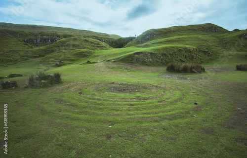 Grass spiral in the Fairy Glen, Scotland