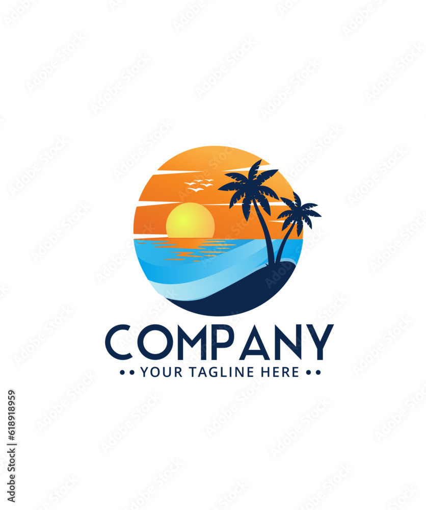 Beach logo template, vector file, traveling