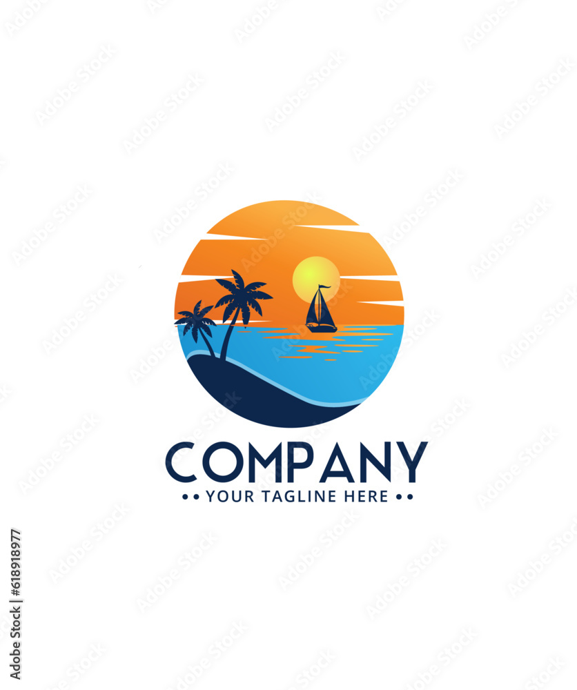 Beach logo template, vector file, traveling Beach logo template, vector file, traveling