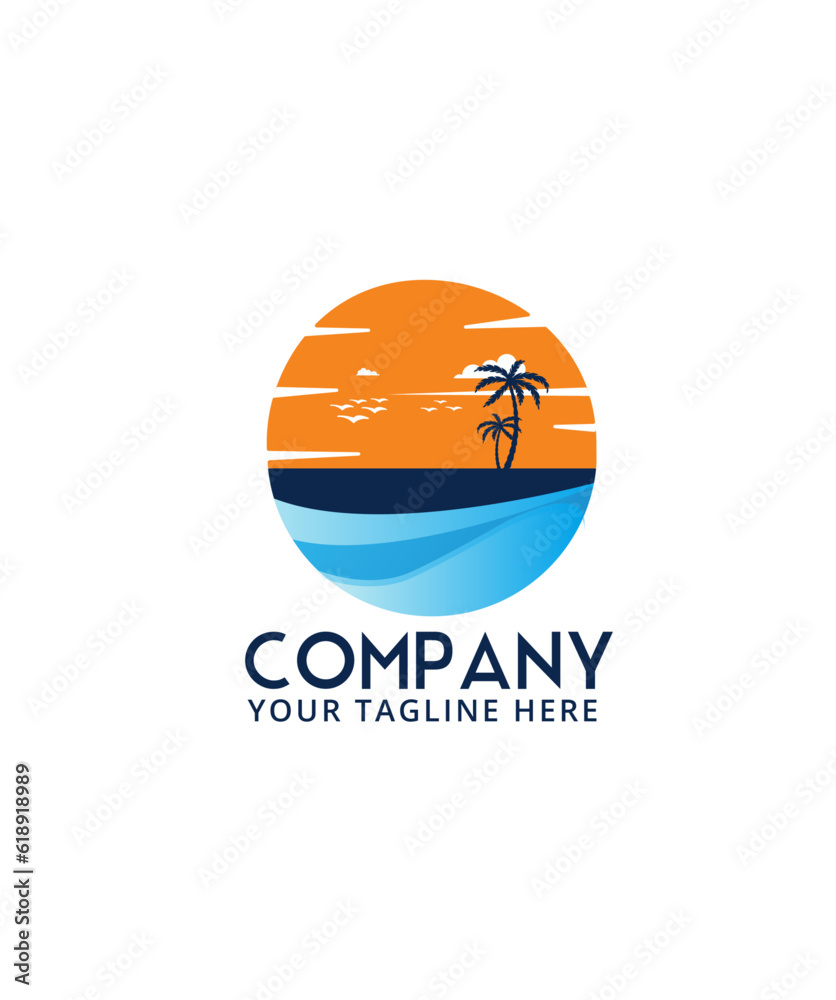 Fototapeta premium Beach logo template, vector file, traveling