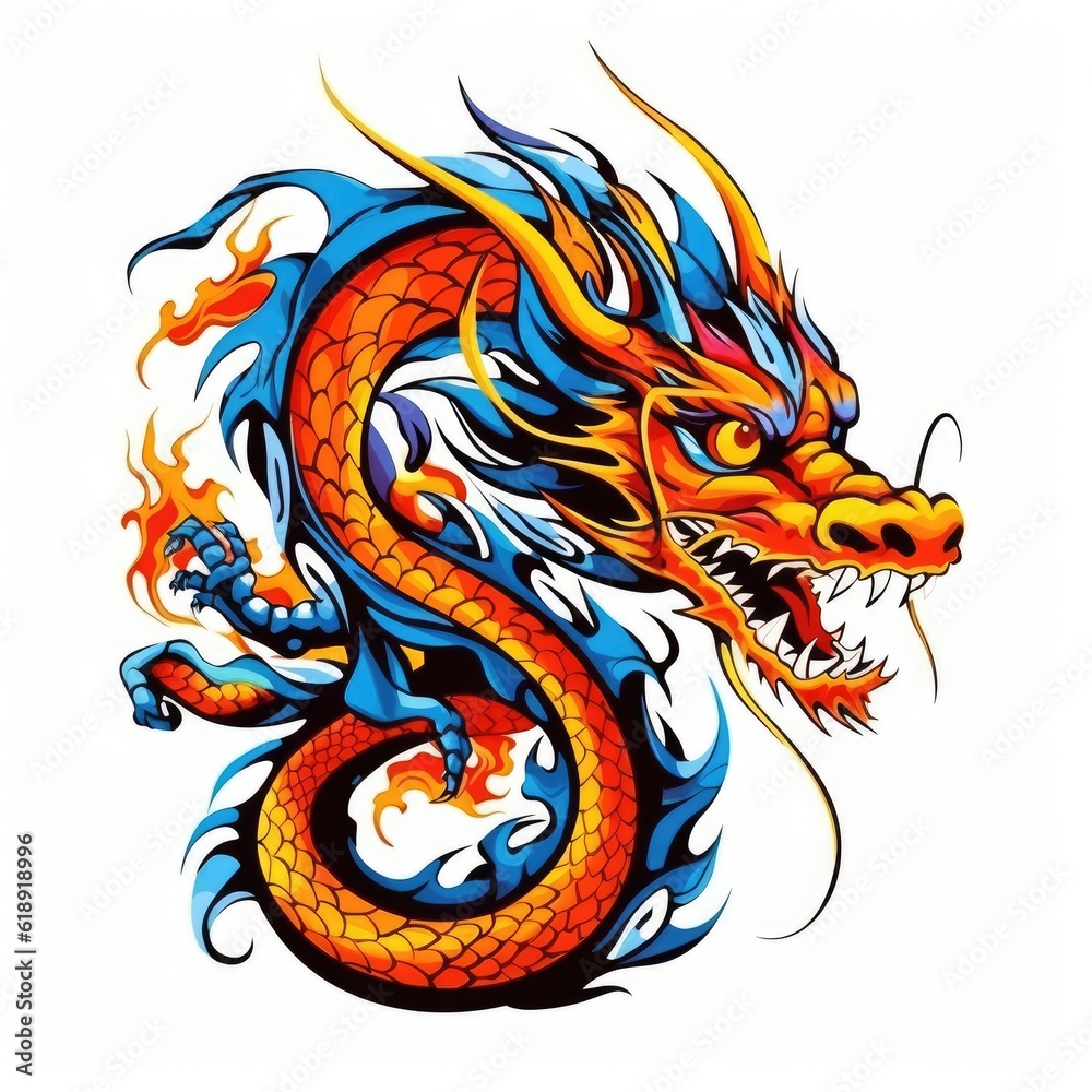 dragon tattoo isolated on white