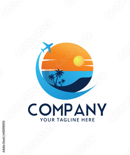Beach logo template, vector file, traveling