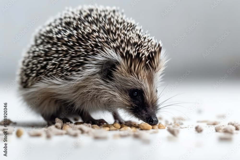 Obraz premium cute hedgehog enjoying a meal on a table