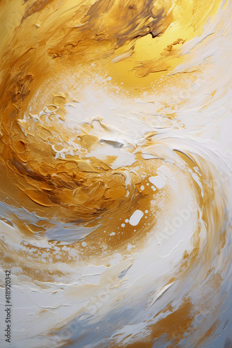 Golden Reverie: Abstract Dreaming Painting in Radiant Gold Leaf on White, Generative AI