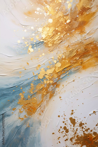 Golden Reverie: Abstract Dreaming Painting in Radiant Gold Leaf on White, Generative AI