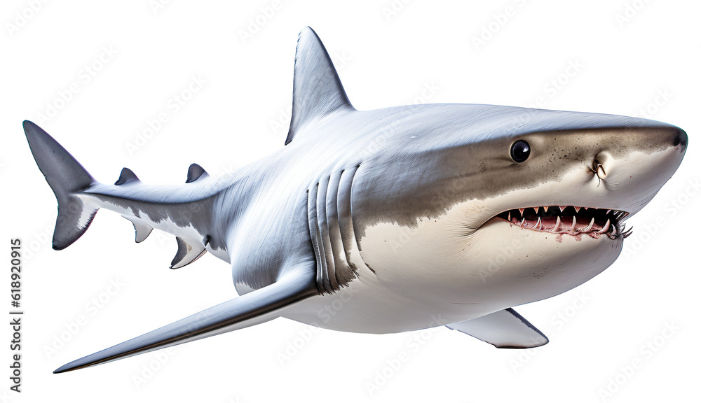 Shark isolated on the transparent background PNG. AI generative. Shark isolated on the transparent background PNG. AI generative.