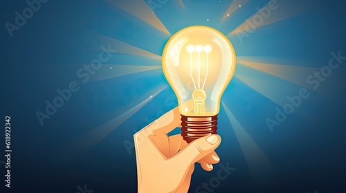 Inspiration idea to inspire or motivate people to success hand holding bulb with idea