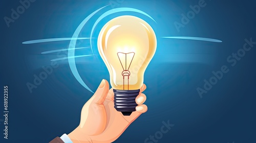 Inspiration idea to inspire or motivate people to success hand holding bulb with idea