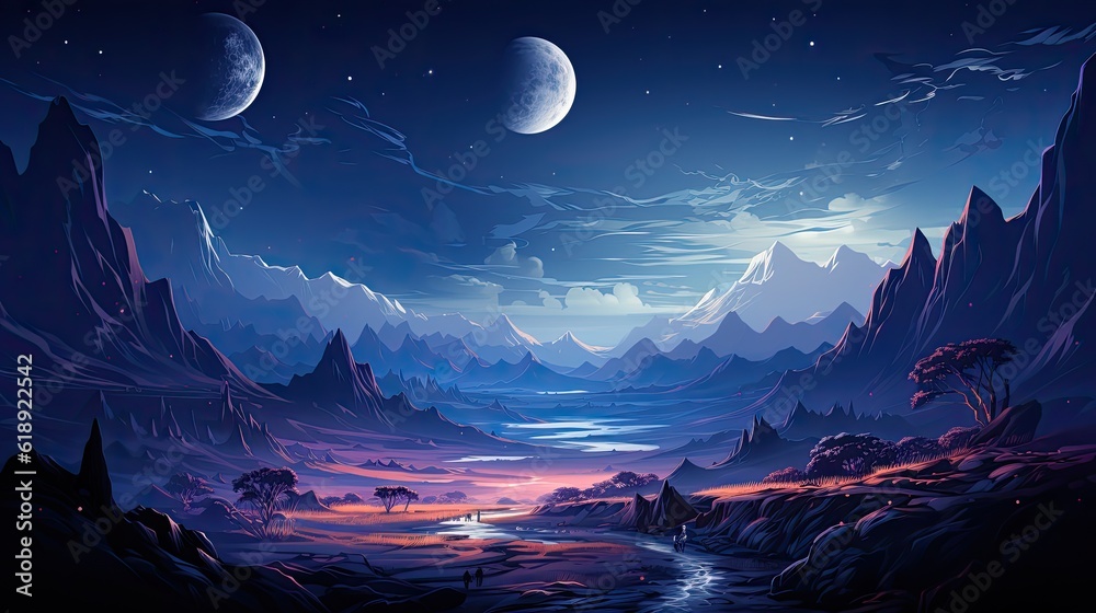 Mars surface alien planet landscape Night space game Mars surface alien planet landscape Night space game