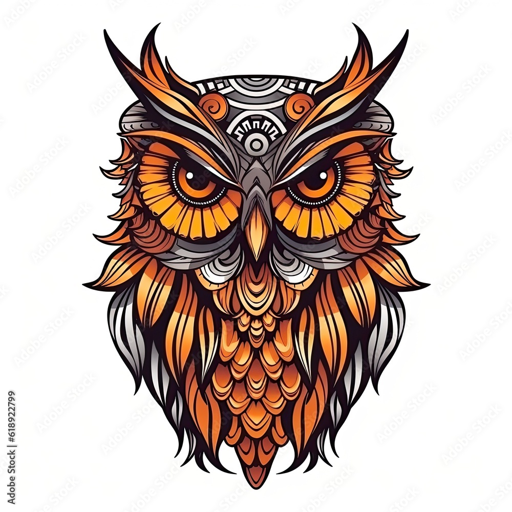 owl tattoo isolated on white background