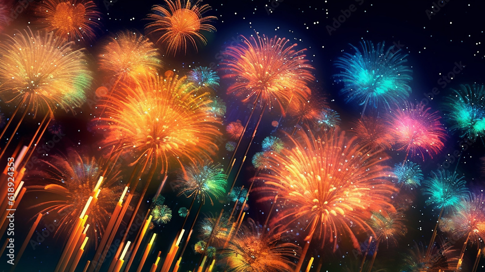 Fireworks display inside a big festival