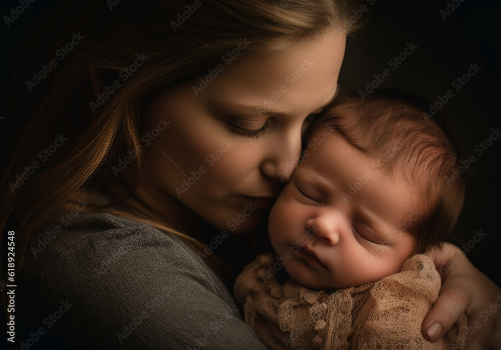 New life, new love mother embracing newborn generated by AI
