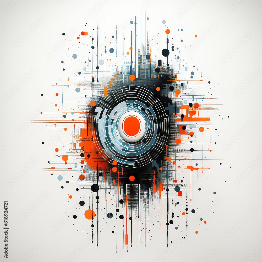 Obraz premium The creative concept of touch-ID identification. Fingerprint isolated on a white background. Simple authentication, login to your personal account. Generative AI flat illustration.