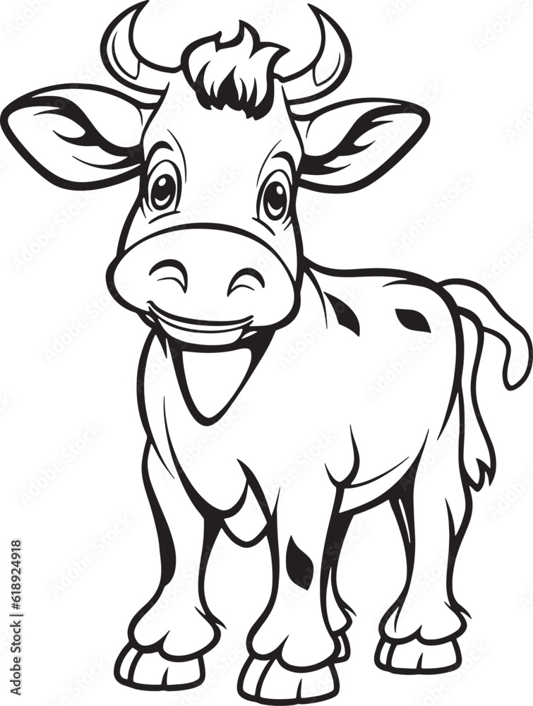 Cow , colouring book for kids, vector illustration	
