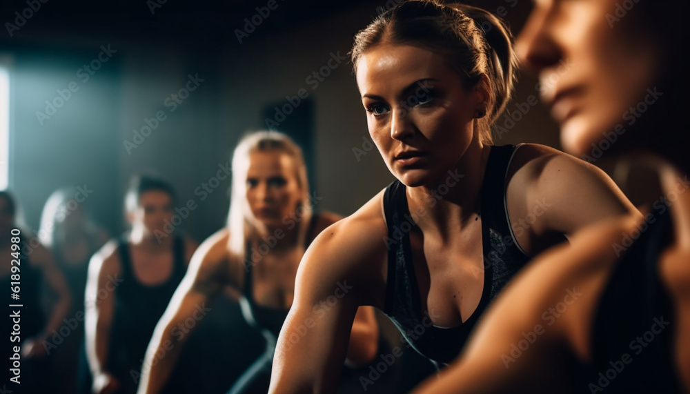 A group of young adults exercising indoors generated by AI A group of young adults exercising indoors generated by AI
